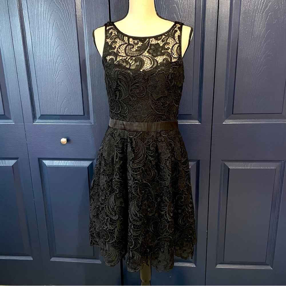 Aidan Mattox Black Lace Dress